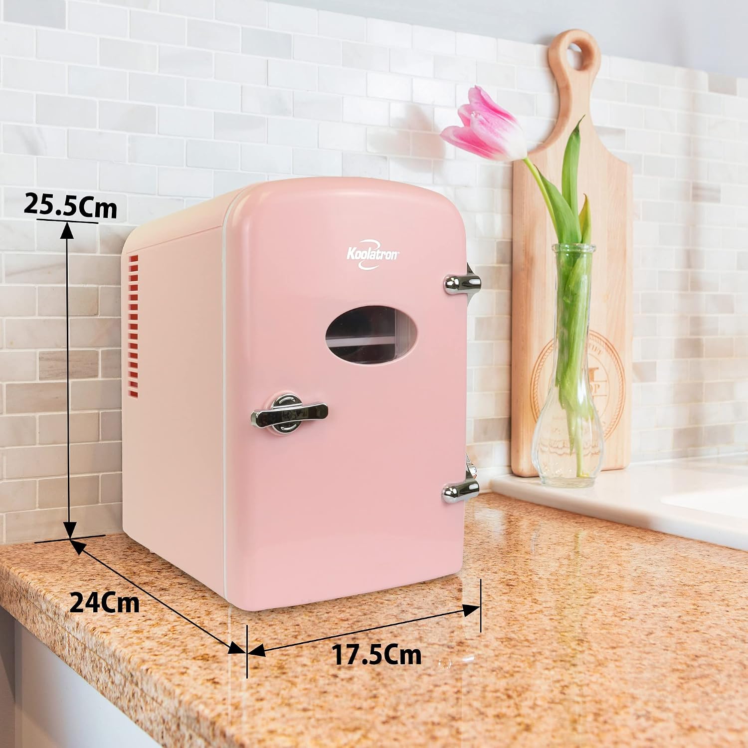 Koolatron Mini Fridge - 6 Can Refrigerator for Bedroom Office, Portable Table Top Beverage Cooler, 12V 110V Refrigerador For Drinks, Soda, Wine, Use In Car, Dorm, Outdoor, Patio
