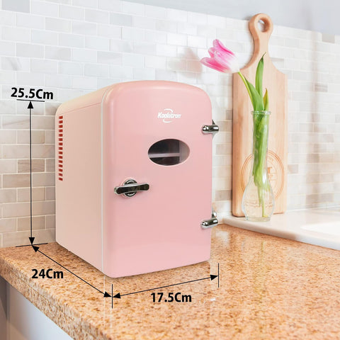 Koolatron Mini Fridge - 6 Can Refrigerator for Bedroom Office, Portable Table Top Beverage Cooler, 12V 110V Refrigerador For Drinks, Soda, Wine, Use In Car, Dorm, Outdoor, Patio