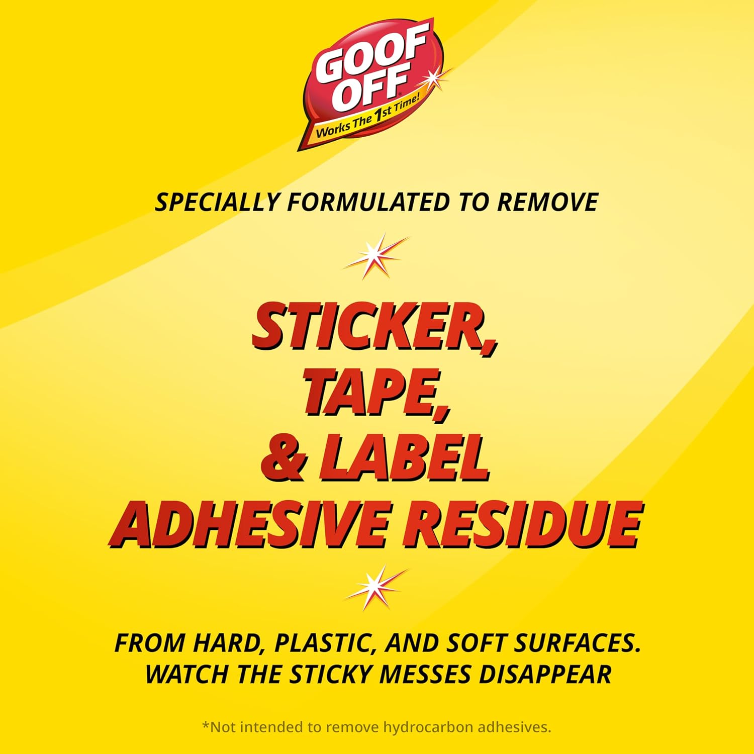 Goof Off Adhesive Gunk Remover, 8 fl. oz., Removes Stickers, Glue, Labels, Tape Residue and Adhesive, Ideal for Hard Surfaces Like Metal, Glass and Non-Acrylic Plastic