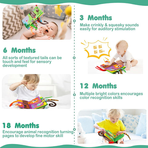 beiens Baby Books Toys, Tummy Time Touch and Feel Sensory Toys for Infant