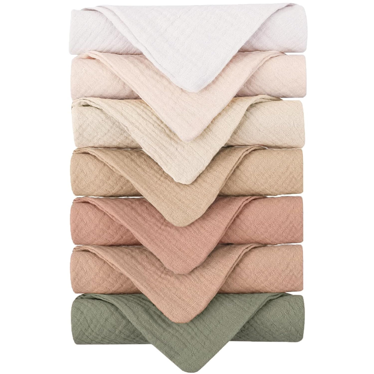 Konssy 7 Pack Muslin Baby Washcloths, Burp Cloths & Wash Cloths for Babies