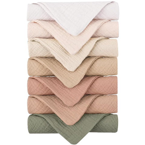 Konssy 7 Pack Muslin Baby Washcloths, Burp Cloths & Wash Cloths for Babies