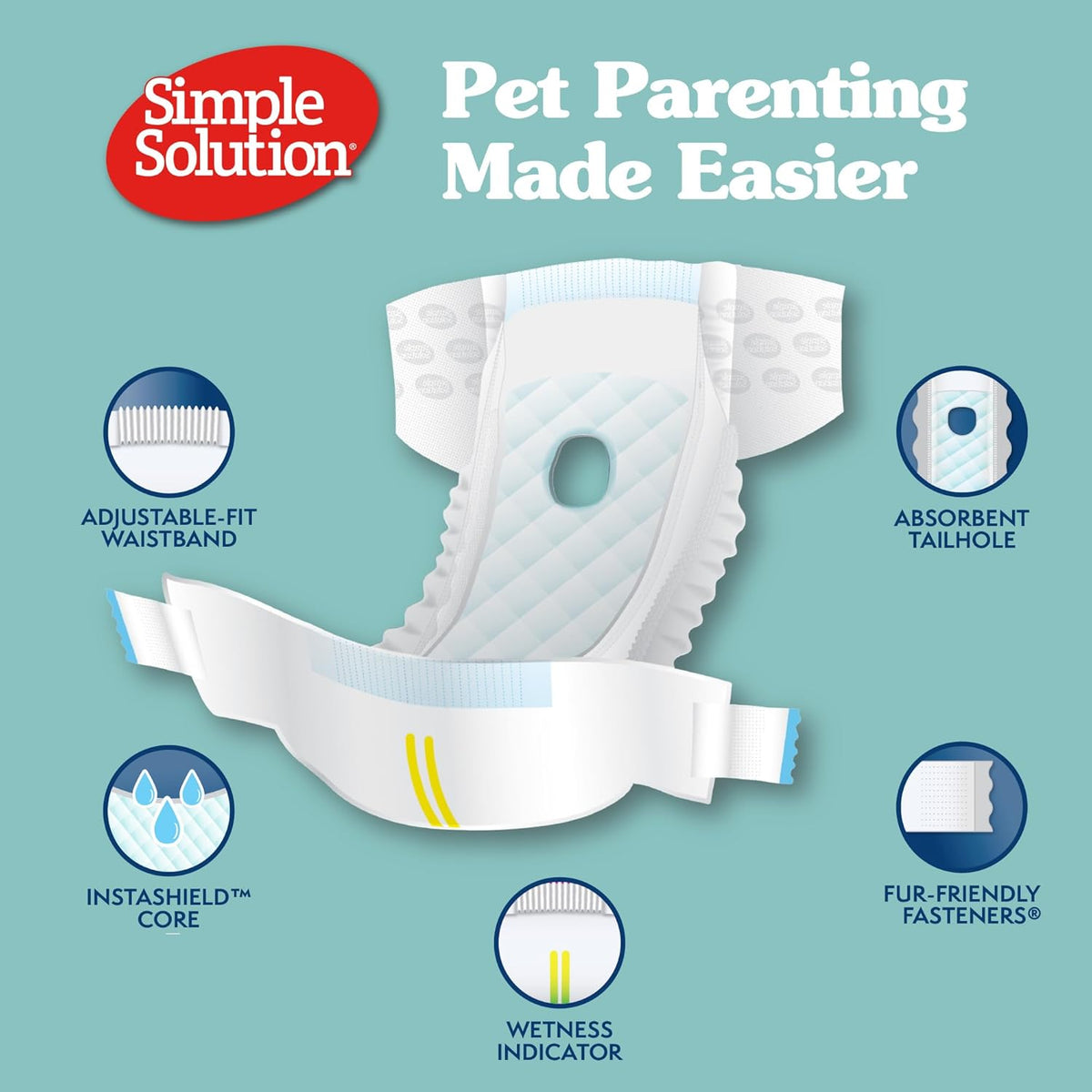 Simple Solution Female Dog Diapers, Disposable Dog Diapers, L/XL, 30 Count