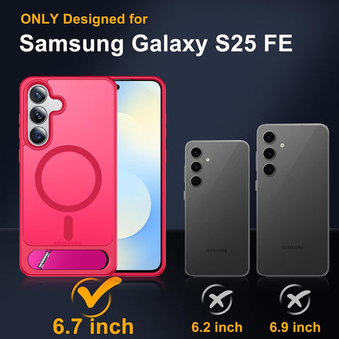 SPIDERCASE for Samsung Galaxy S25 FE Case,Built-in Stand,Rose Red