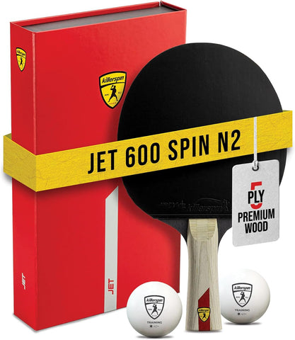 Killerspin Jet 600 Spin N2 Ping Pong Racket – Advanced Table Tennis Racket, 5 Layer Wood Blade, Nitrx-4Z Rubbers, Flared Handle