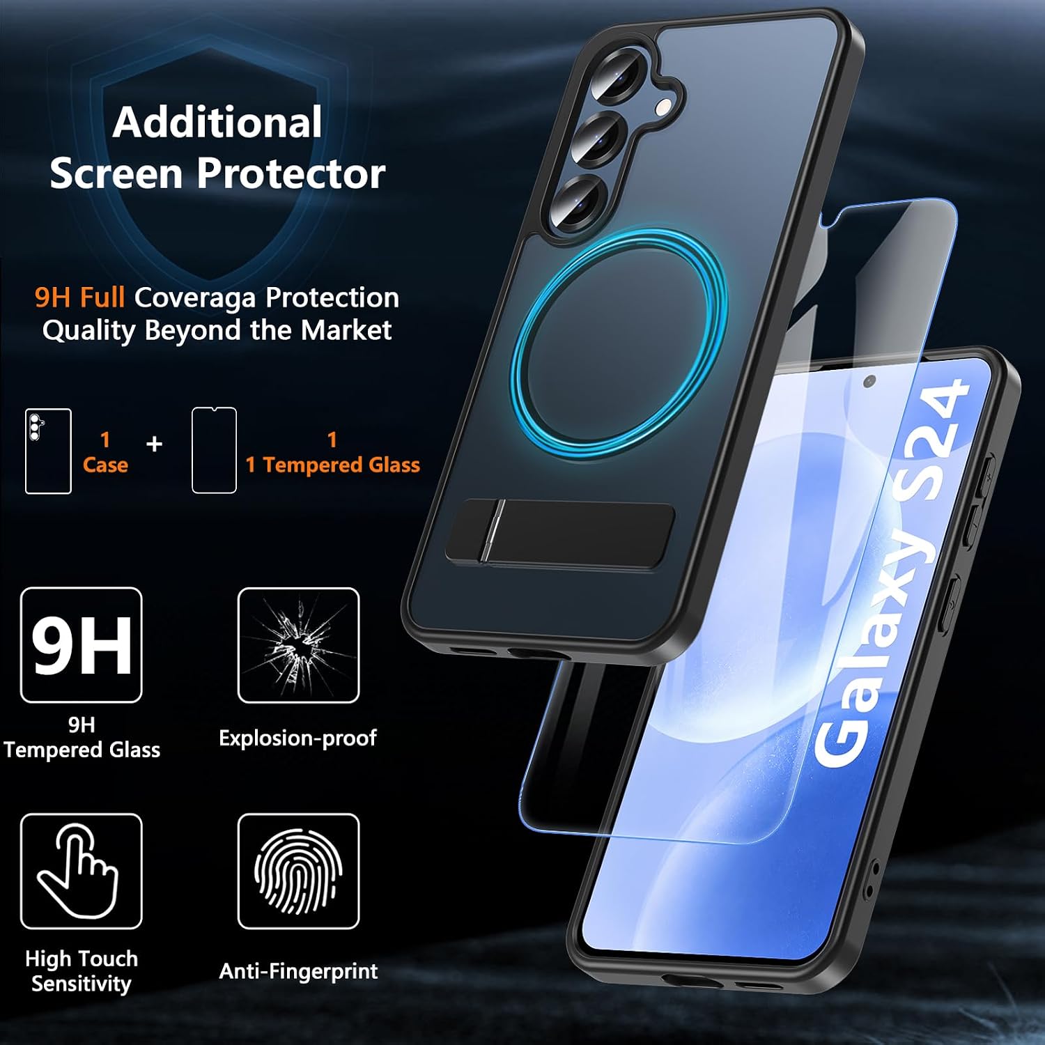 OWKEY Magnetic for Samsung Galaxy S24 Case 6.2",Fit for MagSafe,Black