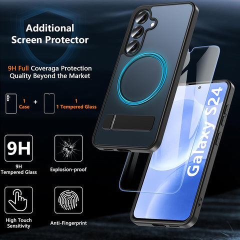 OWKEY Magnetic for Samsung Galaxy S24 Case 6.2",Fit for MagSafe,Black