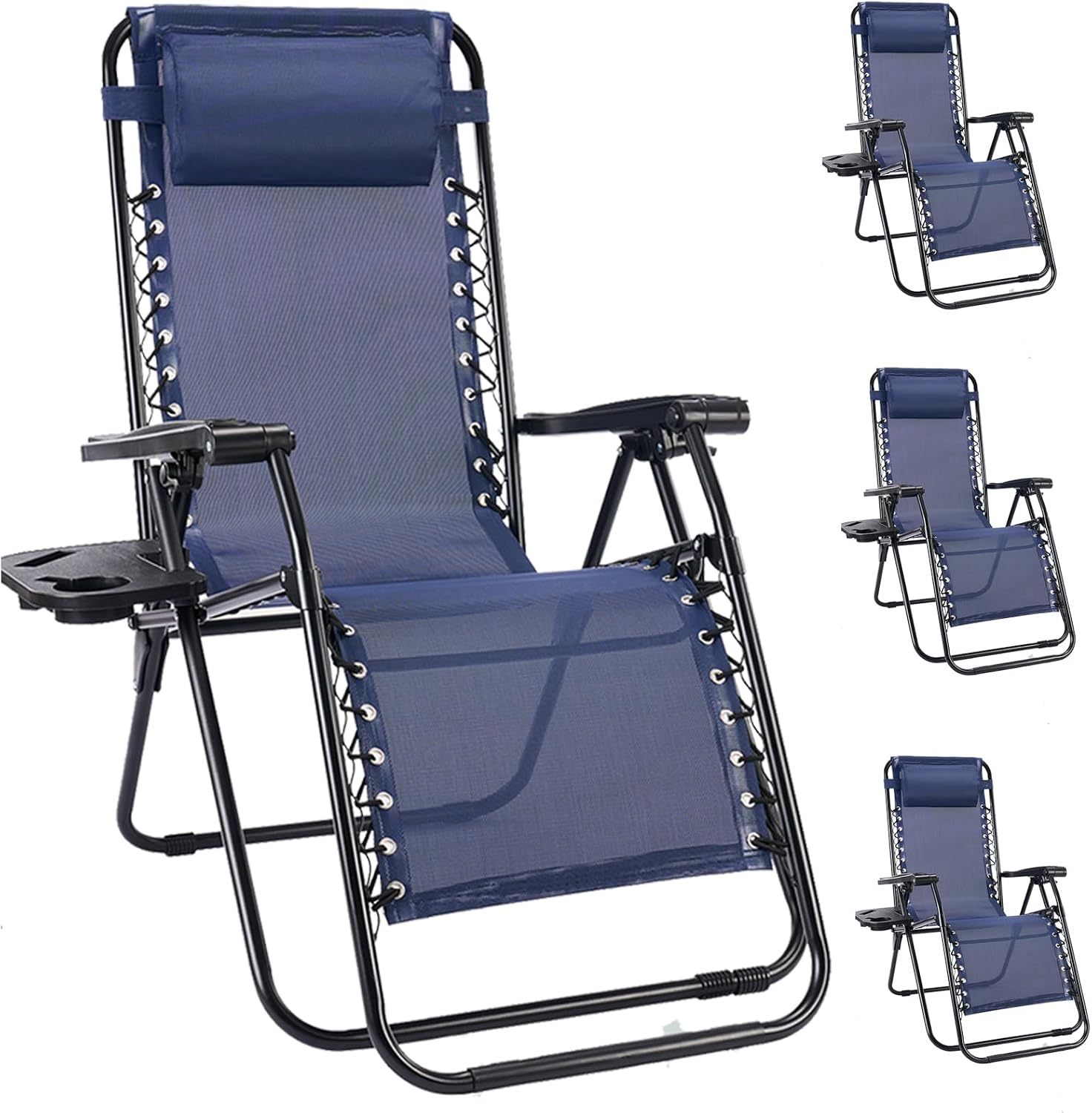 NEWBULIG Zero Gravity Chairs Set of 4, Folding Lounge Recliner Chair