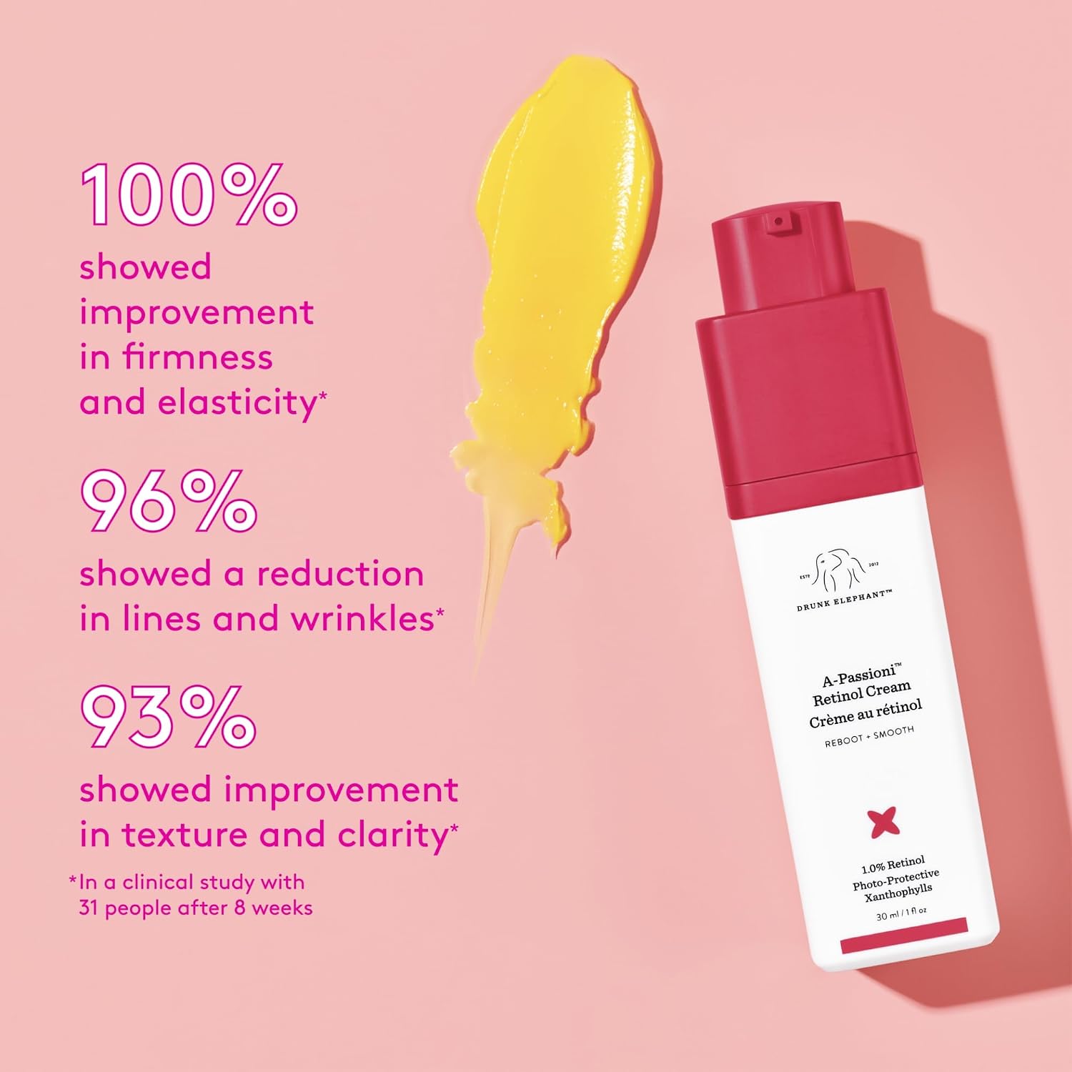 Drunk Elephant A-Passioni Retinol Cream - 30 ml/1 fl oz - 1% Retinol Serum - Clean Clinical Skincare - Cruelty-Free - Dermatologist-Tested - Free of Essential Oils, Silicones, and Fragrance