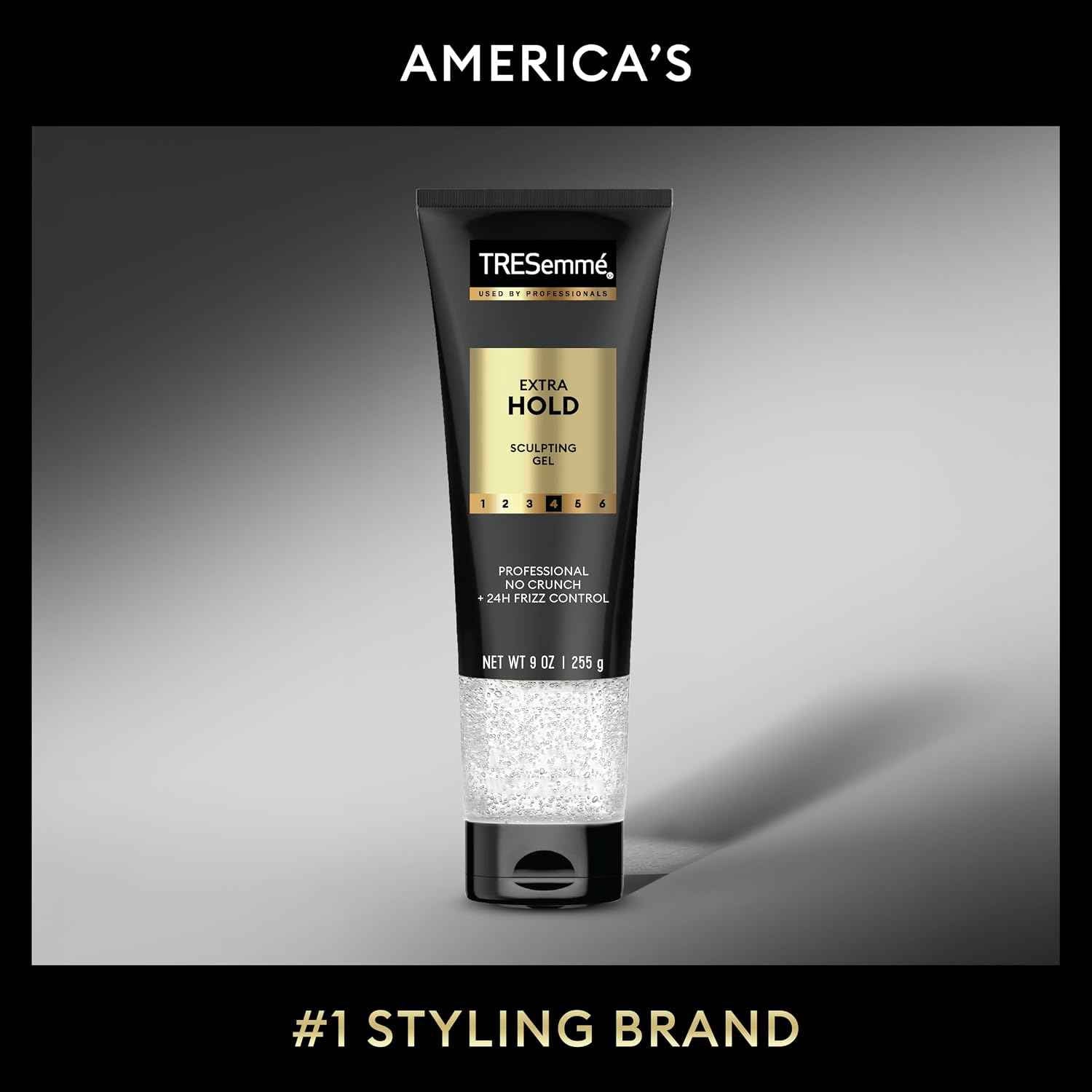 TRESemmé Hair Gel Extra Hold Alcohol-Free 24H Frizz Control 9 oz | For frizz-prone hair, Helps moisturize & add shine, Sculpting, Strong hold, Humidity protection