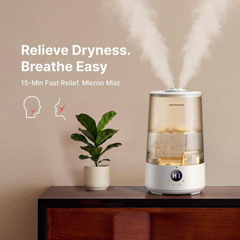 Homvana 3.6L Top-Fill Cool Mist Humidifiers for Bedroom, Large Room(Grey)