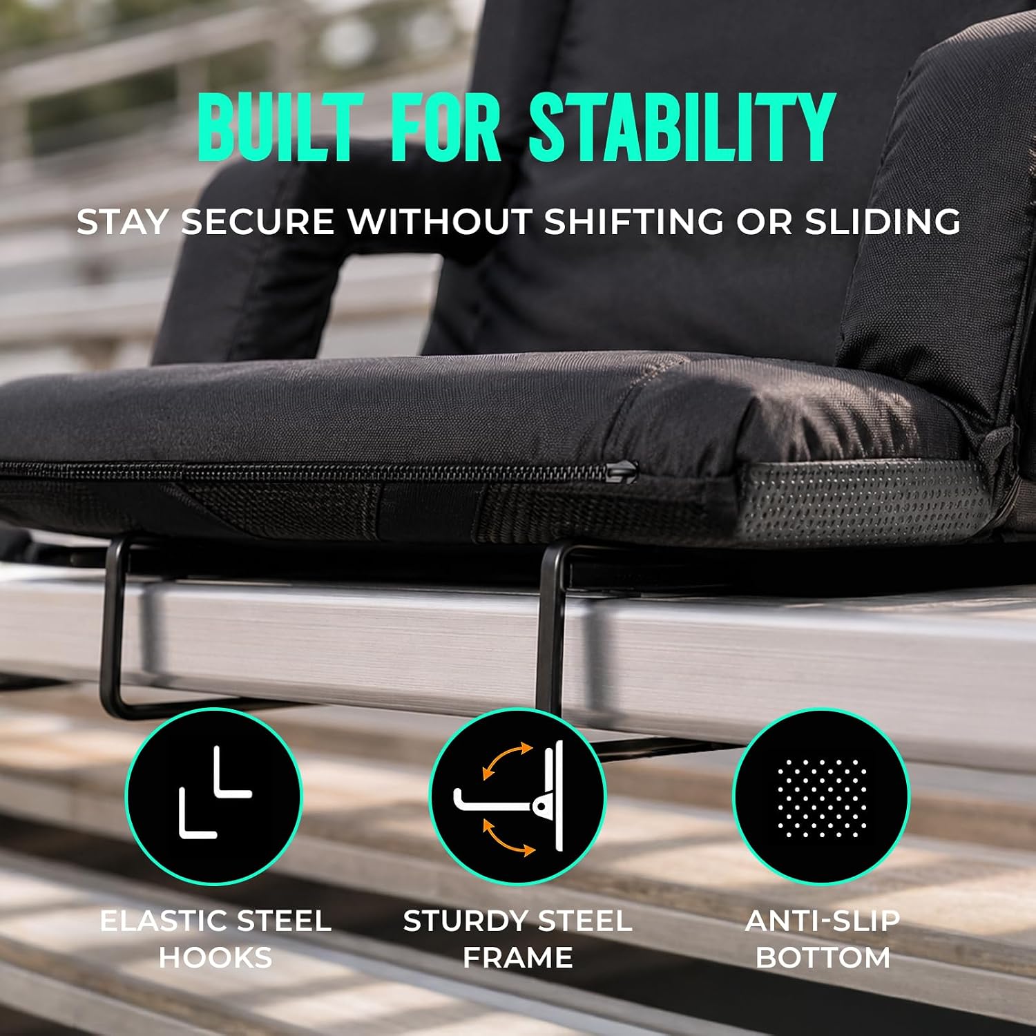 Overmont Stadium Seat for Bleachers with Back Support and Armrests, 2-Pack