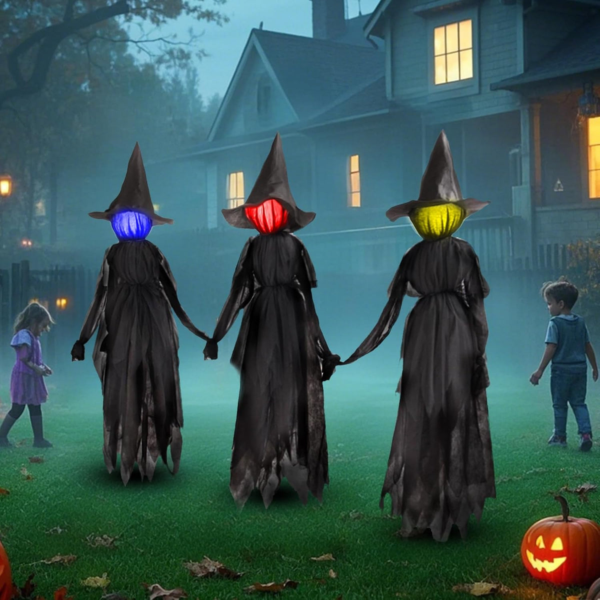 DR.DUDU 6 FT Witch Halloween Decorations Outdoor Yard Decor, Set of 3