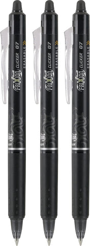 PILOT FriXion Clicker Erasable Pens, Fine Point 0.7 mm, Black Ink, 3-Pack