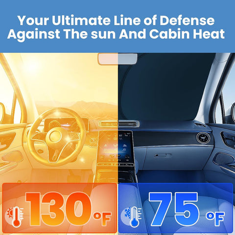 Windshield Sun Shade for Toyota 4Runner 2010-2024 2025 2026 – Custom Fit Sun Shield with Mirror Cut‑Out, Blocks Heat & UV, Foldable with Storage Pouch - Toyota 4Runner Windshield Sunshade
