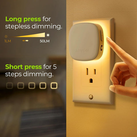 AUVON Plug-in LED Backlit Night Light 4 Packs, Motion & Dusk to Dawn Sensor