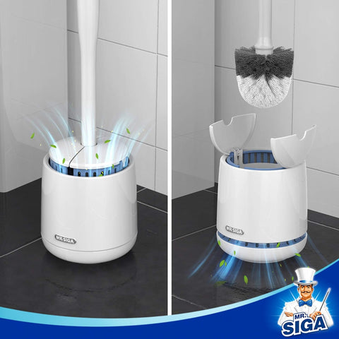 MR.SIGA Toilet Bowl Brush and Holder, Sturdy Long Handle, White, 1 Pack