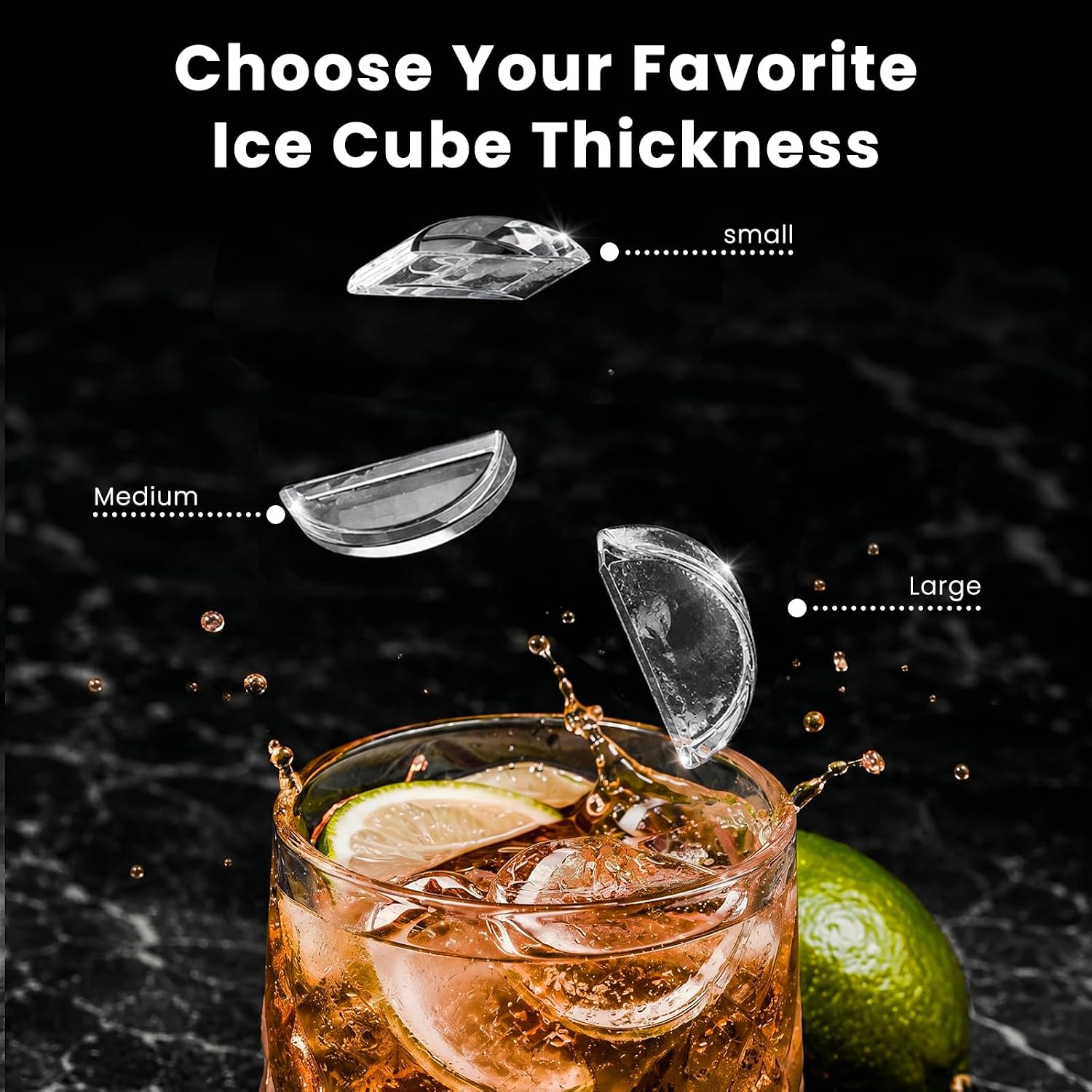 Kismile Crescent Ice Maker Countertop, 26.5 Lbs/24H, Self-Cleaning, LED Display, Timer, Adjustable Ice Thickness, Portable Ice Machine for Home/Kitchen/Office/Party