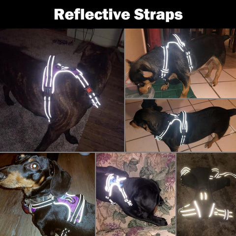 PHOEPET Reflective Dog Harness Large Breed Adjustable No Pull Vest
