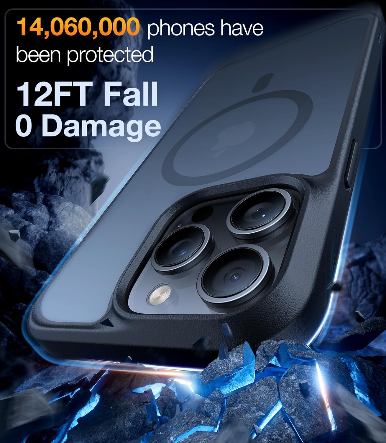 TORRAS Magnetic Shockproof for iPhone 15 Pro Case, [4X Military-Grade Protection] [Compatible with MagSafe] Translucent Case for iPhone 15 Pro Anti-Scratch Guardian 6.9", Black