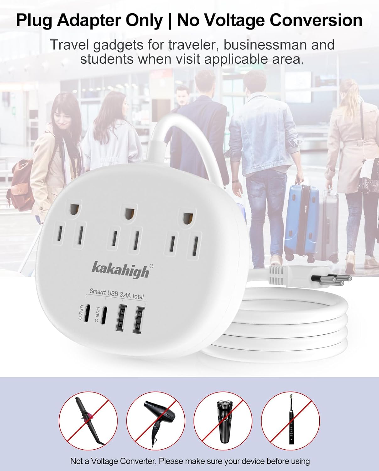 Brazil Power Adapter, Brazil Extension Cord 3FT