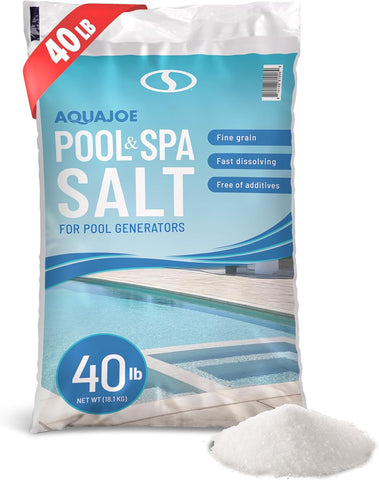 Aqua Joe Pool Salt & Spa Salt for Chlorine Generators, 40 Pound Bag,AJ-PS40