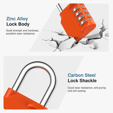 Puroma Combination Lock 4 Digit Gym Locker Padlock Waterproof, 1 Orange