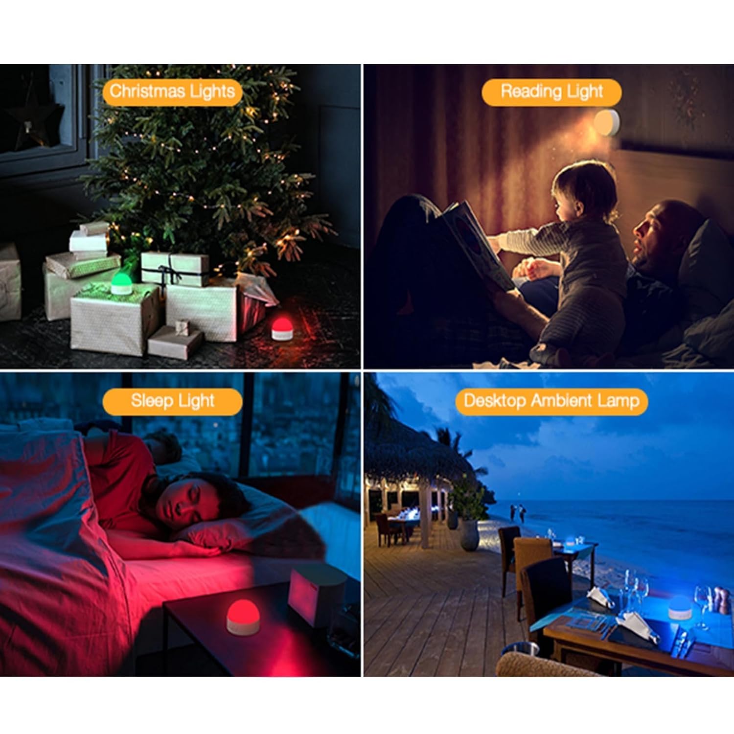 Kintion Portable Night Light, Rechargeable Dimmable 8 Color Lighting (1pcs)