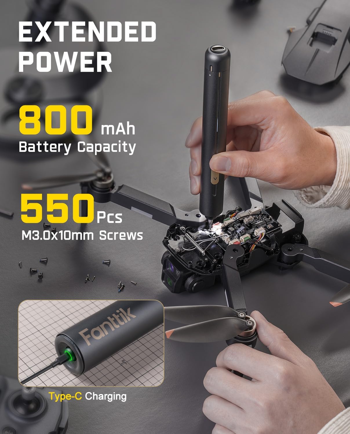 Fanttik E2 Ultra Electric Screwdriver, Screwdriver for Electronics (Grey)