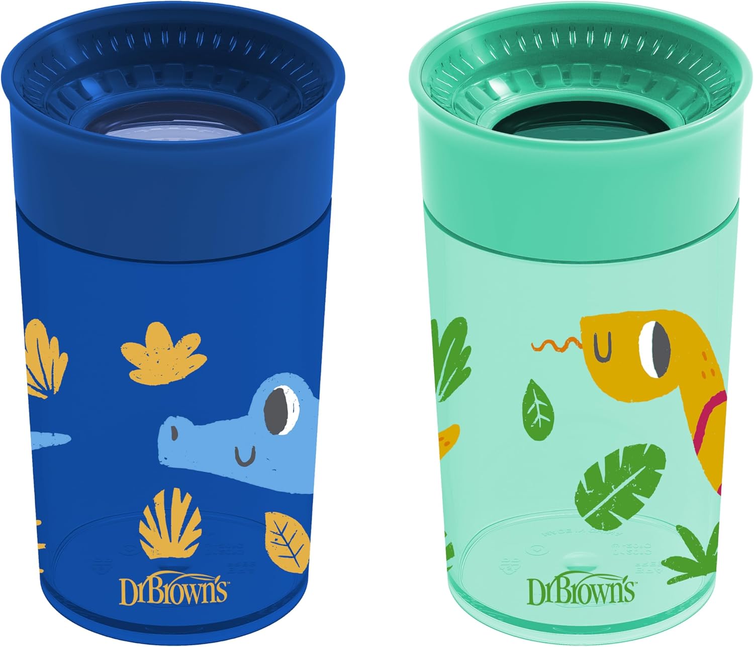 Dr. Brown's Milestones Cheers360 Spoutless Cup, Blue & Green, 2-Pack
