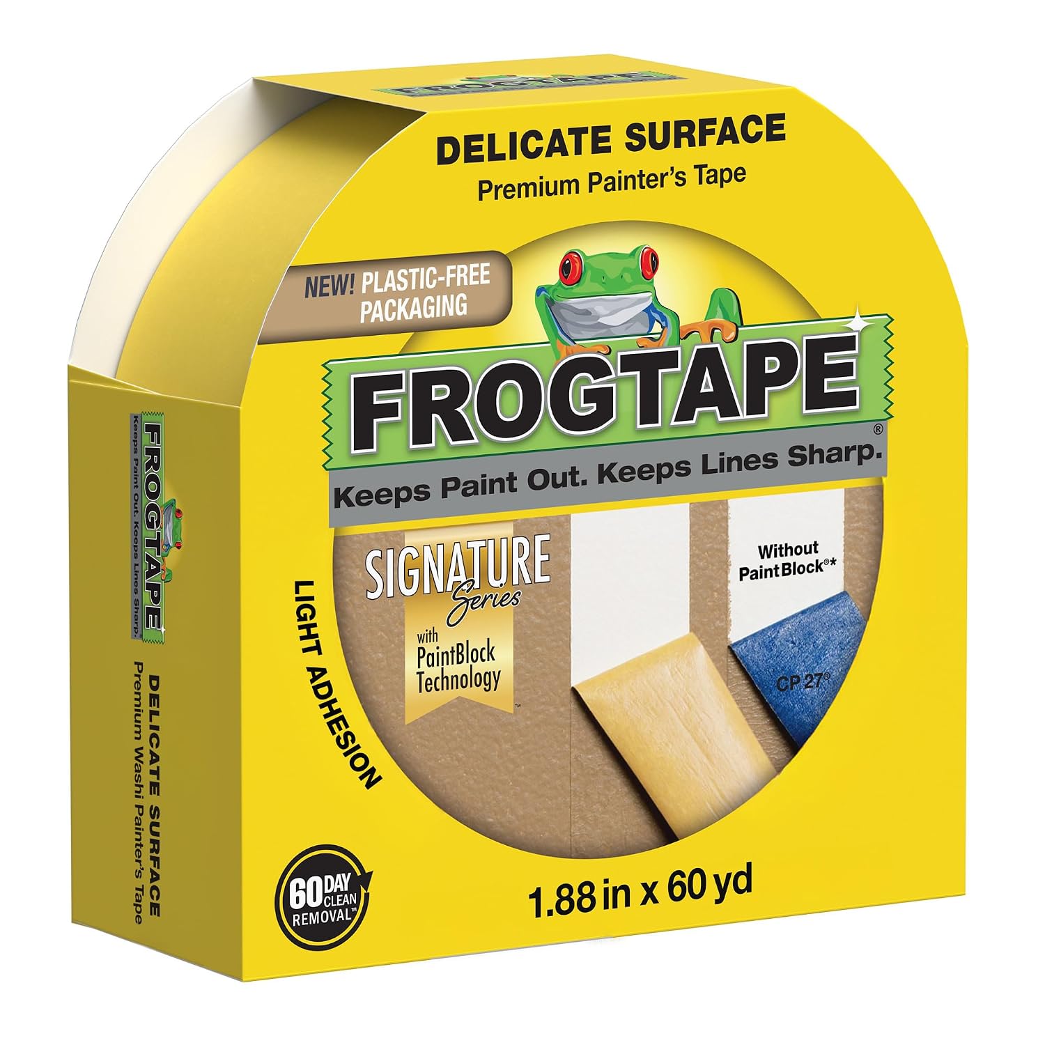 FrogTape Delicate Painter's Tape with PAINTBLOCK, 1.88 in x 60 Yds, 1 Roll