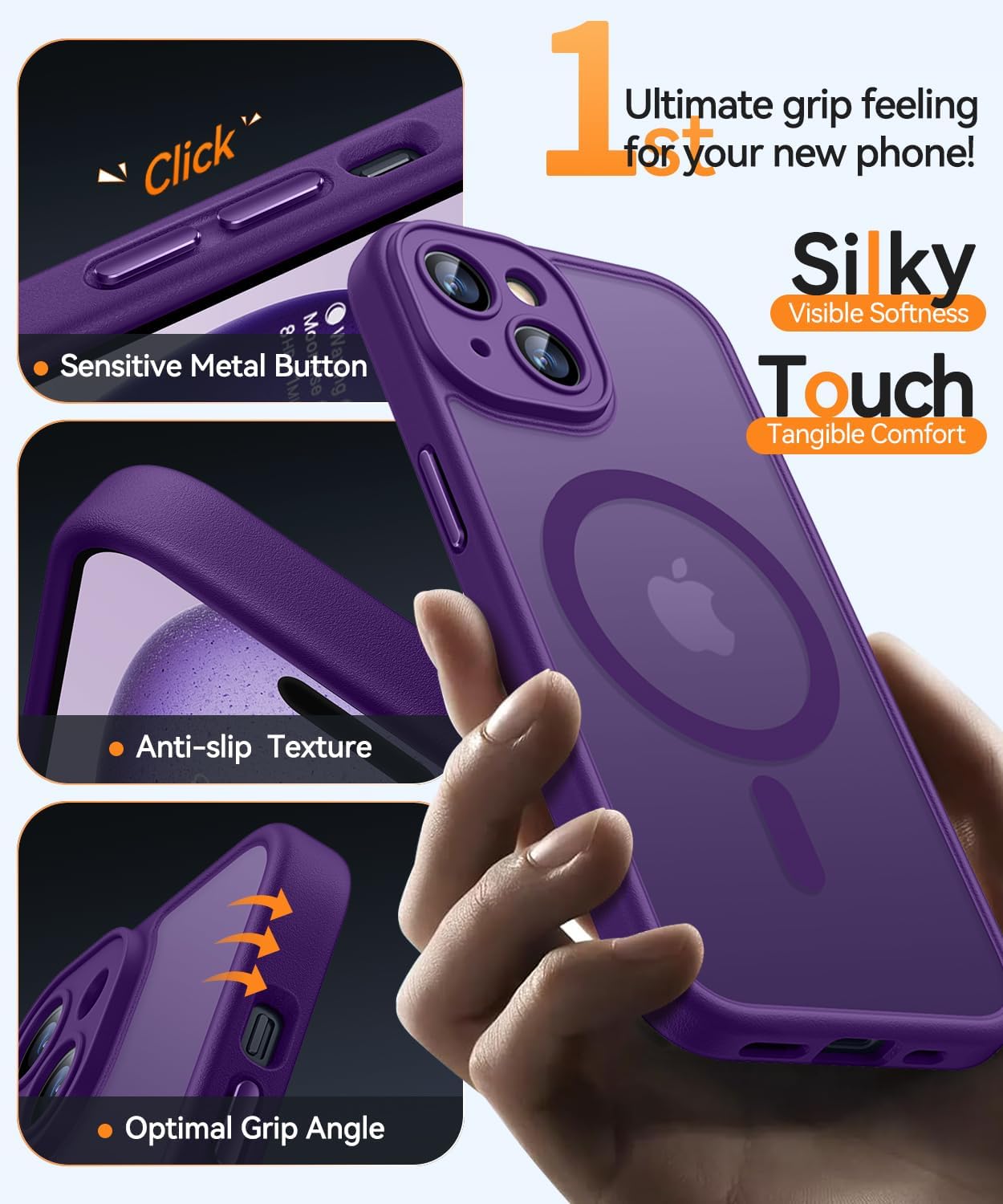 CANSHN Magnetic Shockproof for iPhone 15 Plus Case, Deep Purple