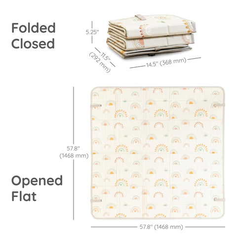 Infantino Foldable Foam Play Mat, Rainbows, Reversible Fold & Go, 57x57 In