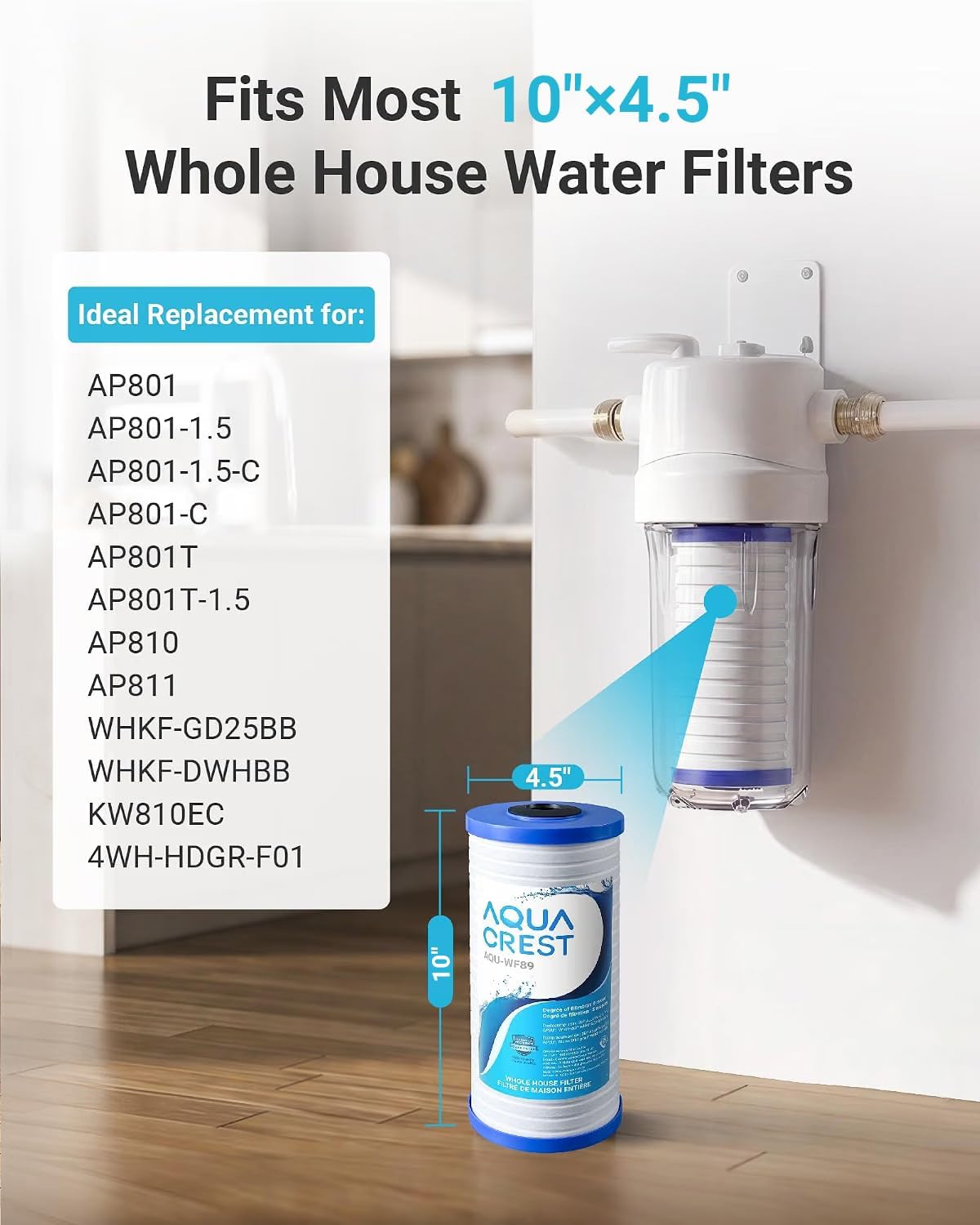 AQUA CREST AP810 Whole House Water Filter for 3M® Aqua-Pure AP810, 5 Micron