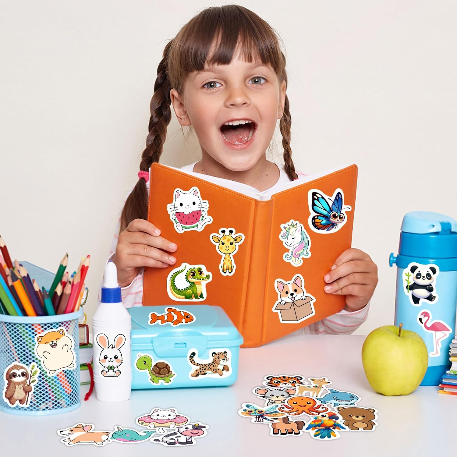 RINOLY 100 PCS Water Bottle Stickers for Kids,Waterproof Vinyl Animal Stickers for Kids,Skateboard,Laptop Stickers for Girls Boys Classroom Prizes