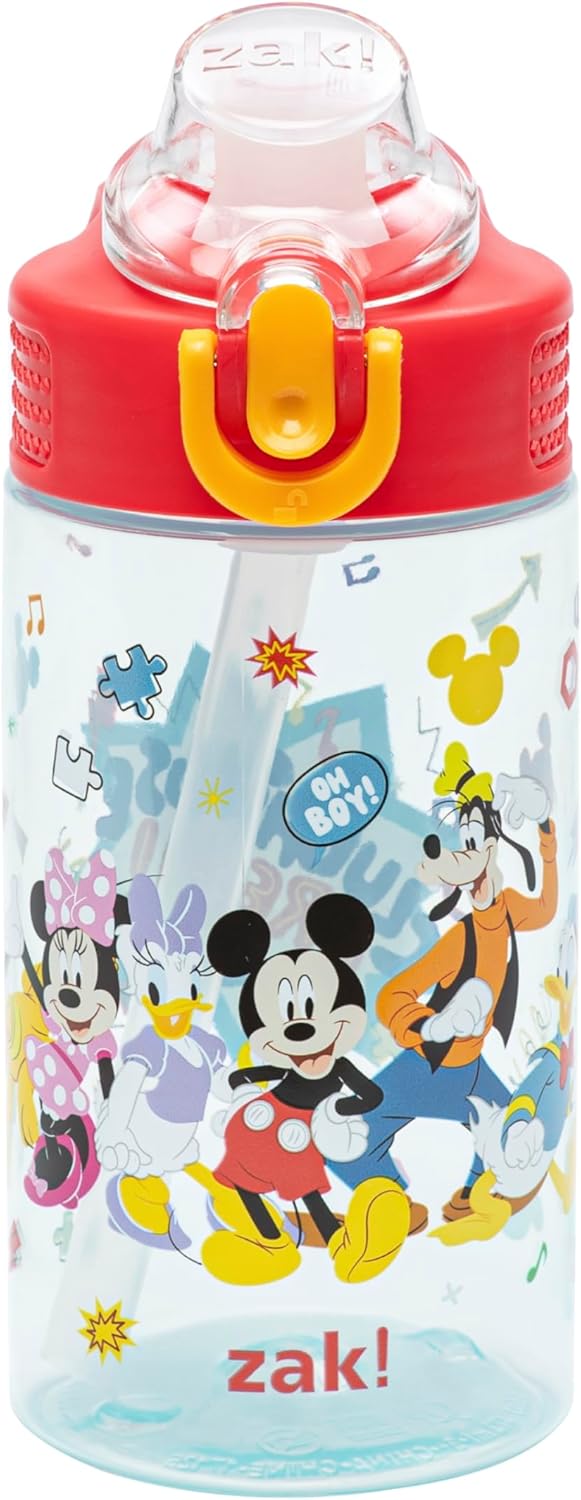 Zak Designs Disney Mickey Sage 16oz Leak-Proof Straw Kids Water Bottle