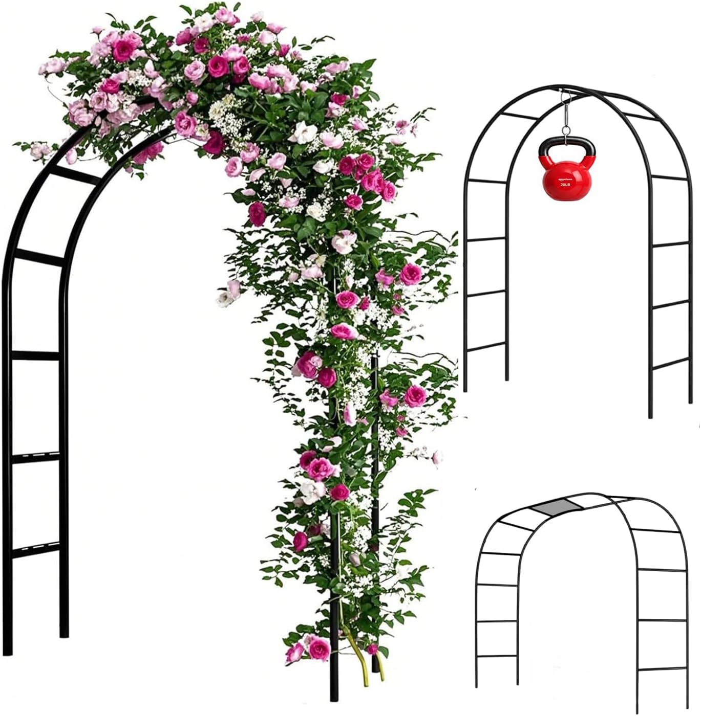 Adorox 7.8ft Garden Arch Trellis for Climbing Plants, Metal Arch Frame, Pumpkin Archway Outdoor Garden Arbors and Arches for Halloween Christmas Birthday Party Baby Shower Decoration(Black)