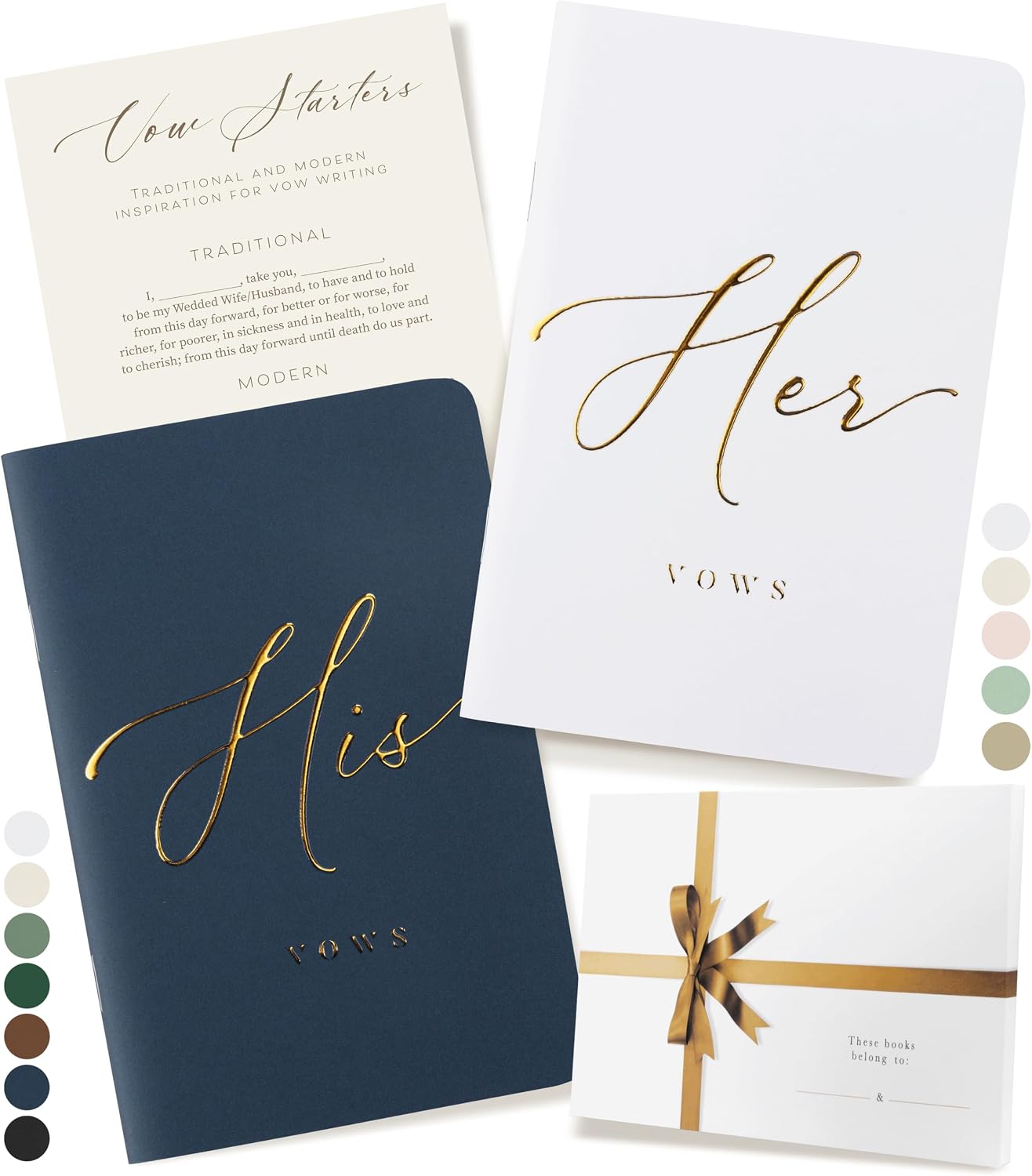 ARTESORI Premium Wedding Vow Book for Her & Him, Soft Touch, Gold Foil, 28 Lined Pages, Vow Books His and Hers, Wedding Essentials, Wedding Registry Ideas, His and Hers Gifts [Mint & Sage]