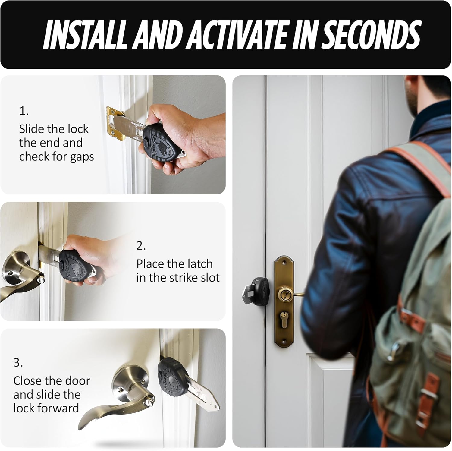 Guard Dog Security Blocklock Portable Door Lock, Hotel Door Locks for Travelers Security, Tough, Durable, Apartment Door Security, Home Security, Travel Essentials, Easy to Use