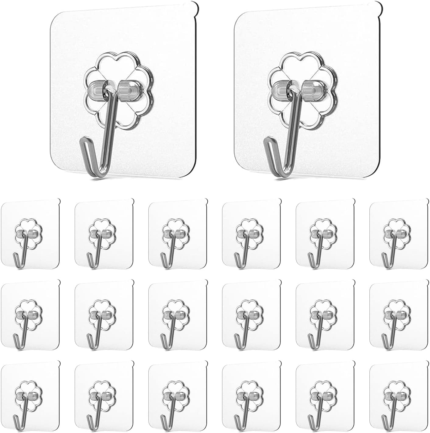Adhesive Hooks for Hanging,Heavy Duty Wall Hooks 20 Pack,Sticky Ceiling
