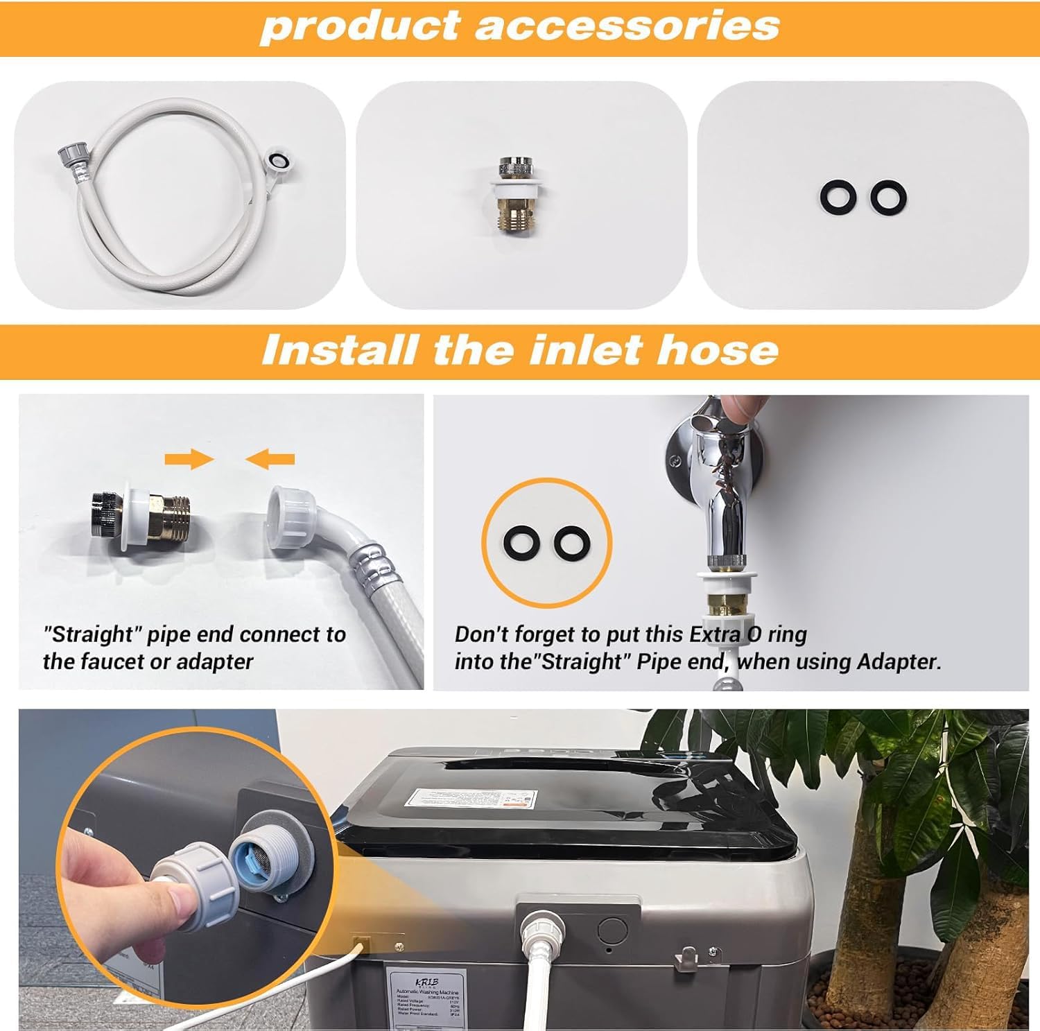Portable Washing Machine Full Automatic 17.7lbs Small Washing Machine