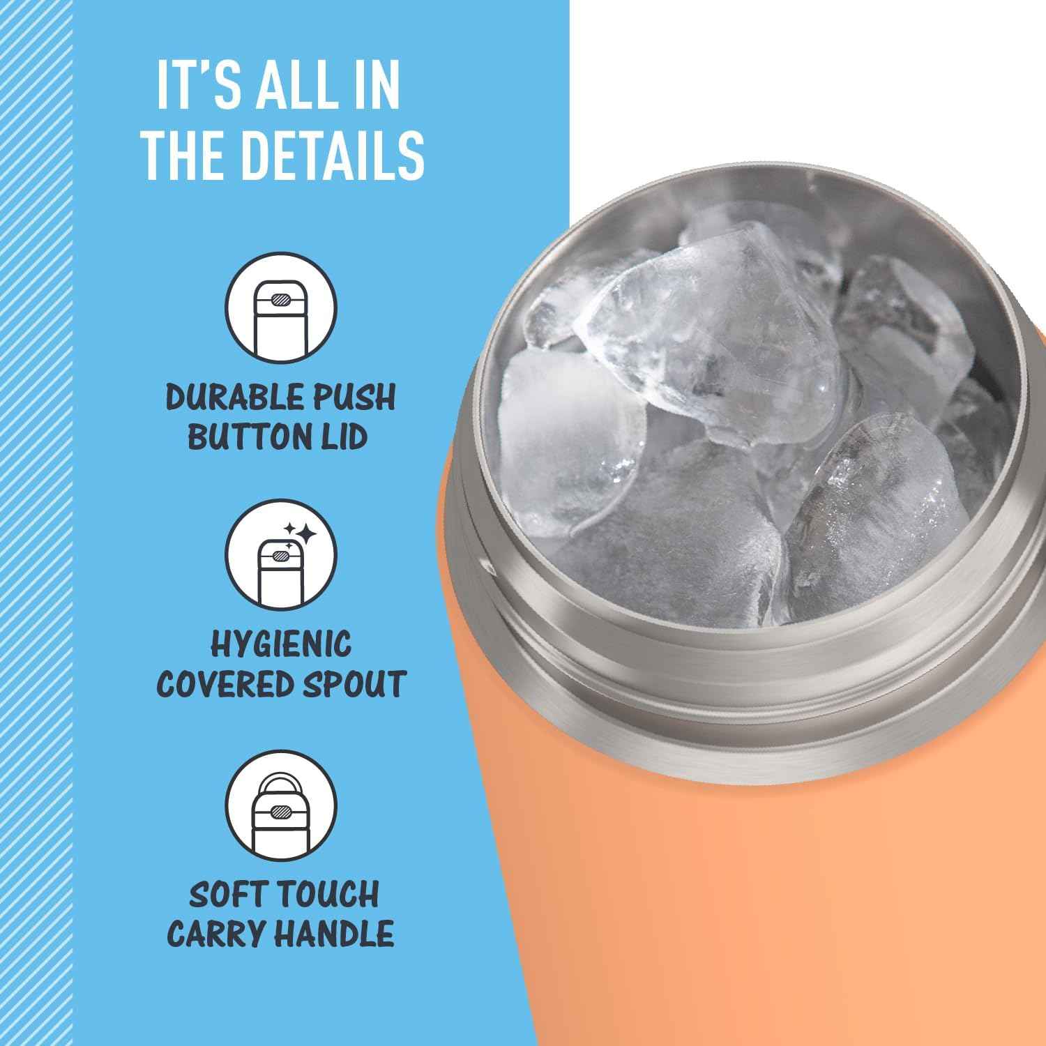 THERMOS FUNTAINER Water Bottle with Spout, 16oz, Orange