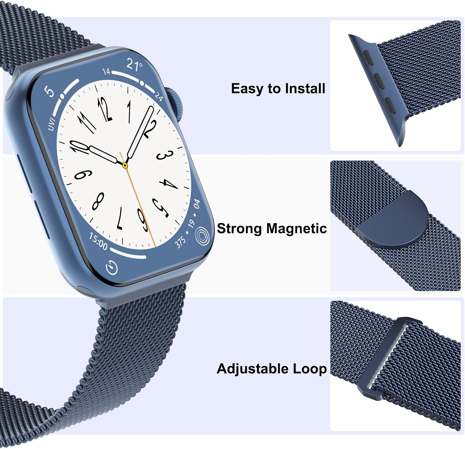 3 Pack Mesh Metal Magnetic Compatible with Apple Watch Bands Women Men