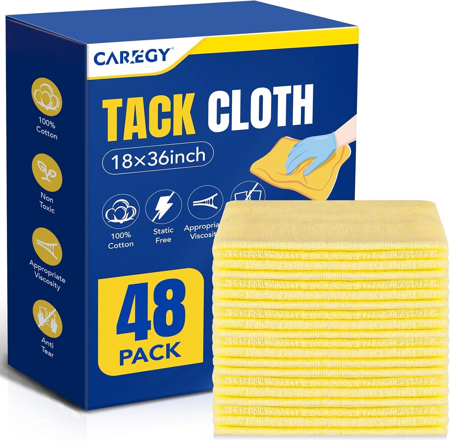 CAREGY 48Pcs Tack Cloth for Removing Dust from Woodworking