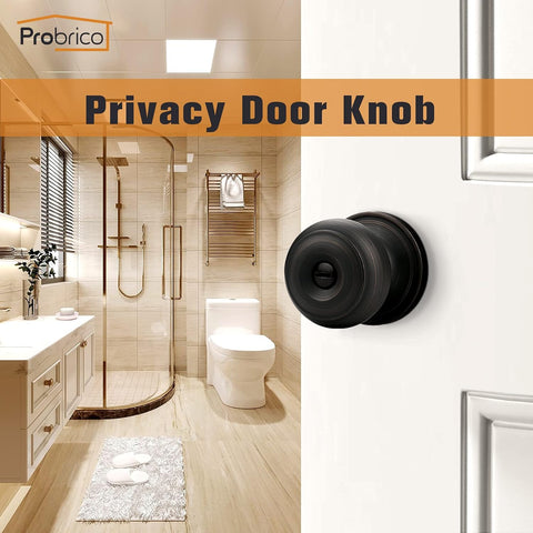 Probrico Oil Rubbed Bronze Door Knobs, Privacy Door Knob for Bathroom Bedroom, Interior Door Knobs with Thumb Turning Locking Button, 10 Pack