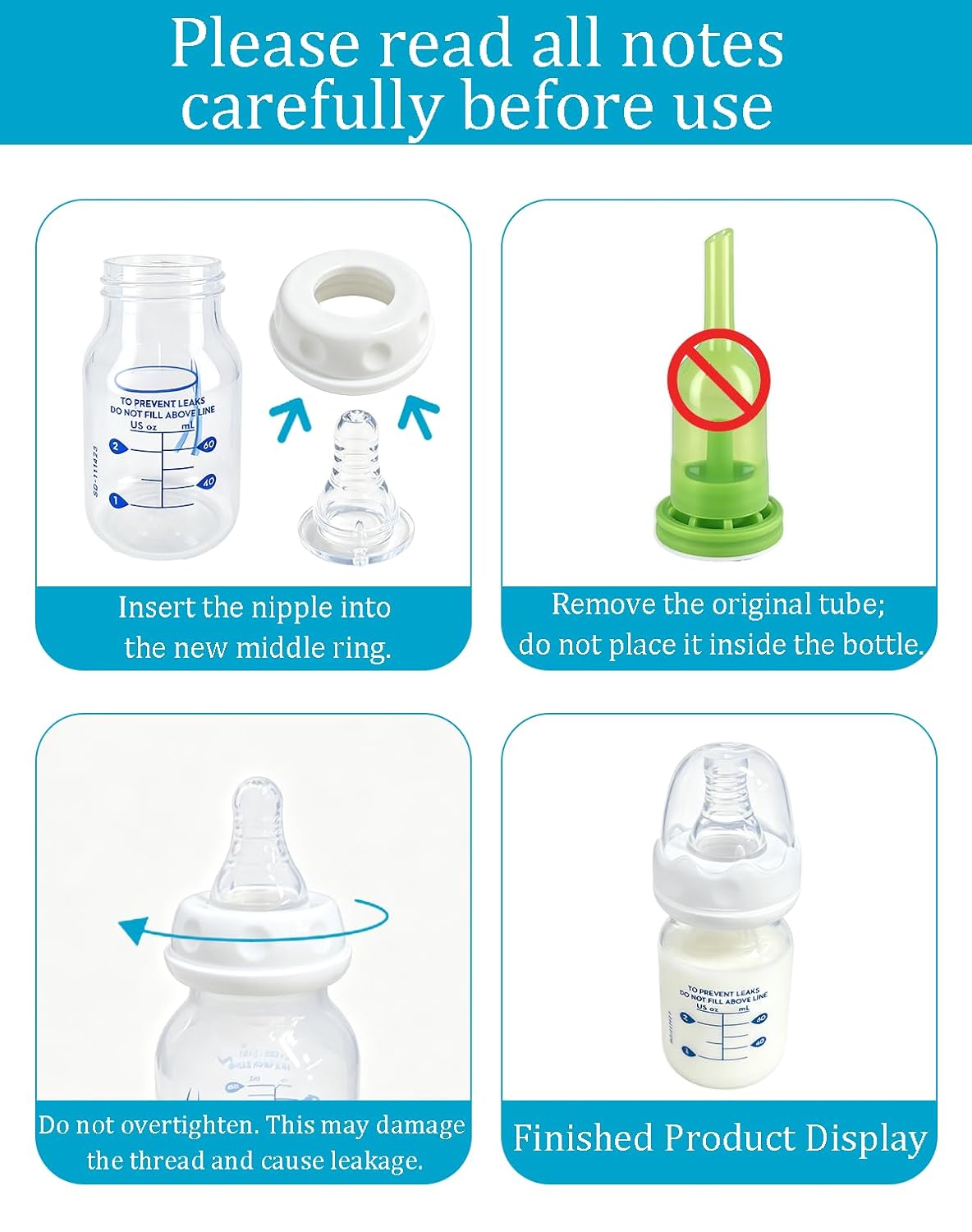 Replacement Nipples Compatible with Similac & Enfamil Ready-to-Feed Baby Bottles, Soft Silicone Baby Bottle Nipples, Medium Flow, Reusable, BPA Free, Dishwasher Safe, 6 Pack