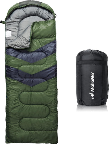 MalloMe Sleeping Bags for Adults Cold Weather & Warm - Backpacking Camping Sleeping Bag for Kids, Girls, Boys - Lightweight Camping Essentials Gear Accessories Hiking Sleep Must Haves Single & Double