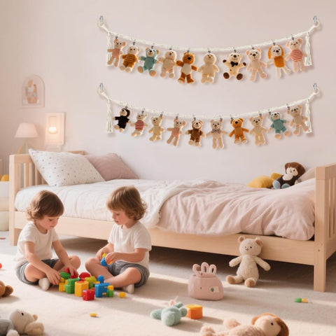 CERETIA 80" Stuffed Animal Organizer Chain, Wall Corner Storage, White