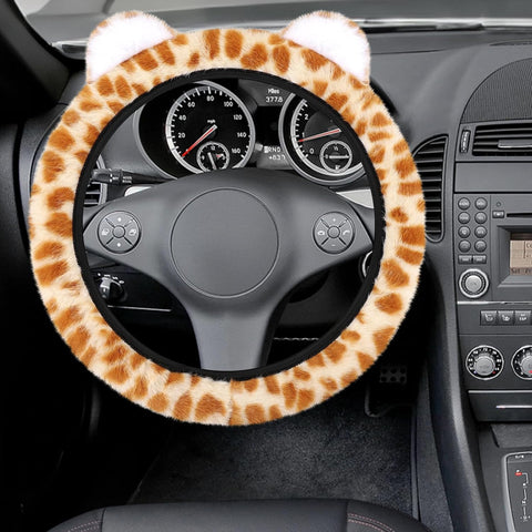 Accmor Fuzzy Leopard Print Car Steering Wheel Cover Women Car Accessories