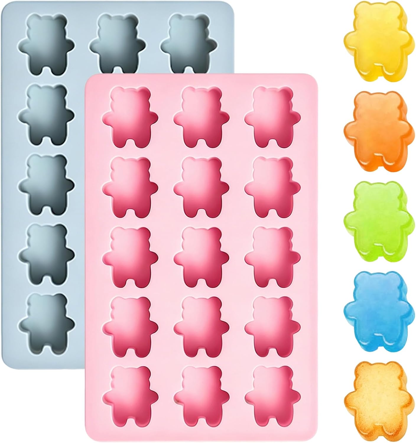 2pcs Silicone Bear Ice Molds for Chocolate and Gummy